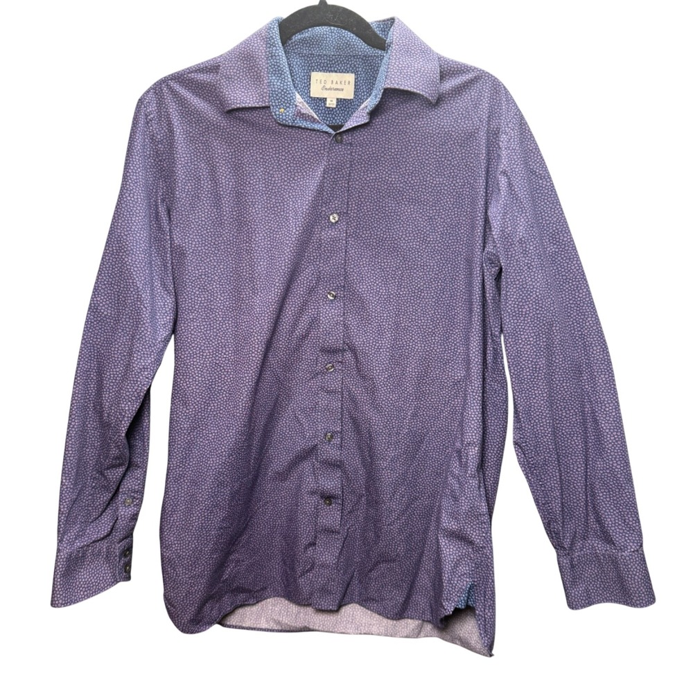 Ted Baker Endurance Button Up Mens 16 Floral Ditsy Print Cotton Designer Preppy‎